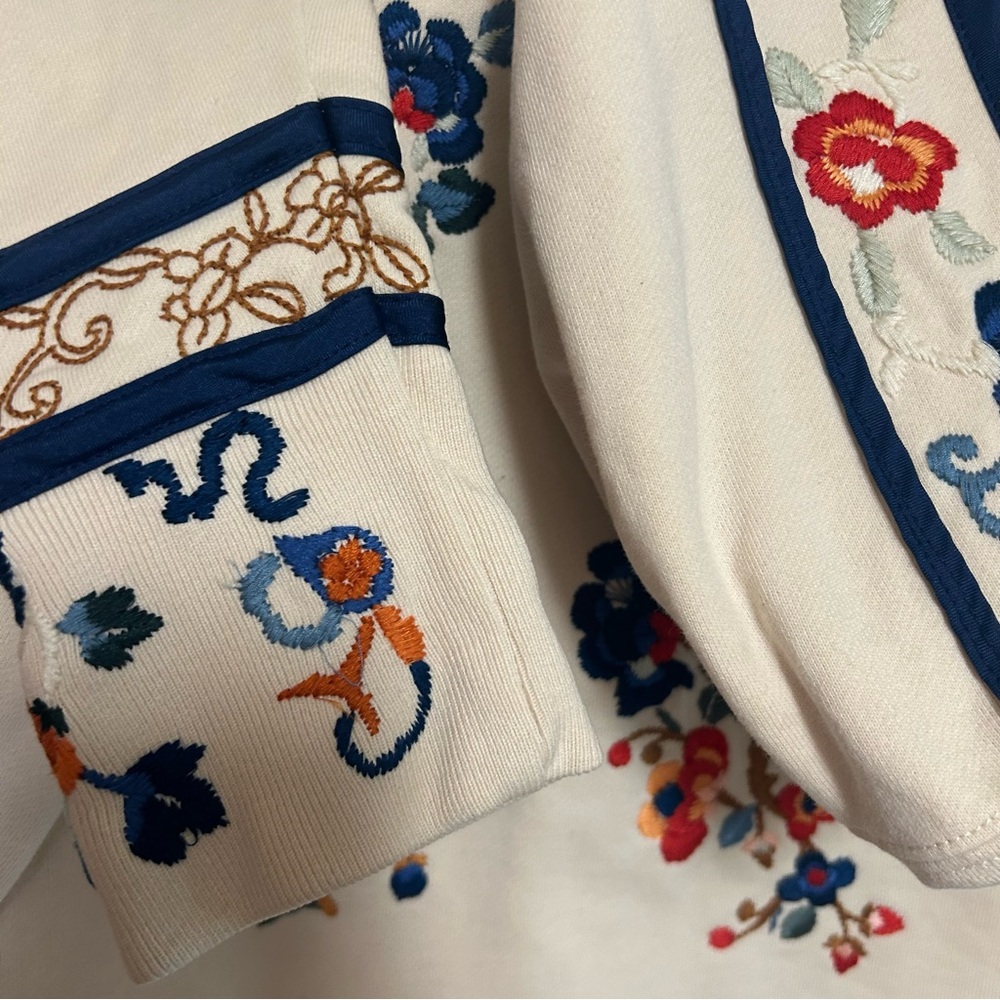 Y2K lucky brand L zip up hoodie Asian design floral embroidery sweatshirt boho - Picture 9 of 14